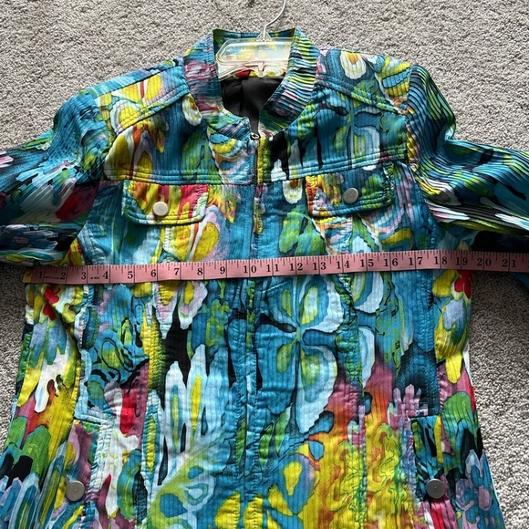 Colorful Floral Women's Jacket - long sleeved, lined, zipper closure EUC M - Picture 6 of 9
